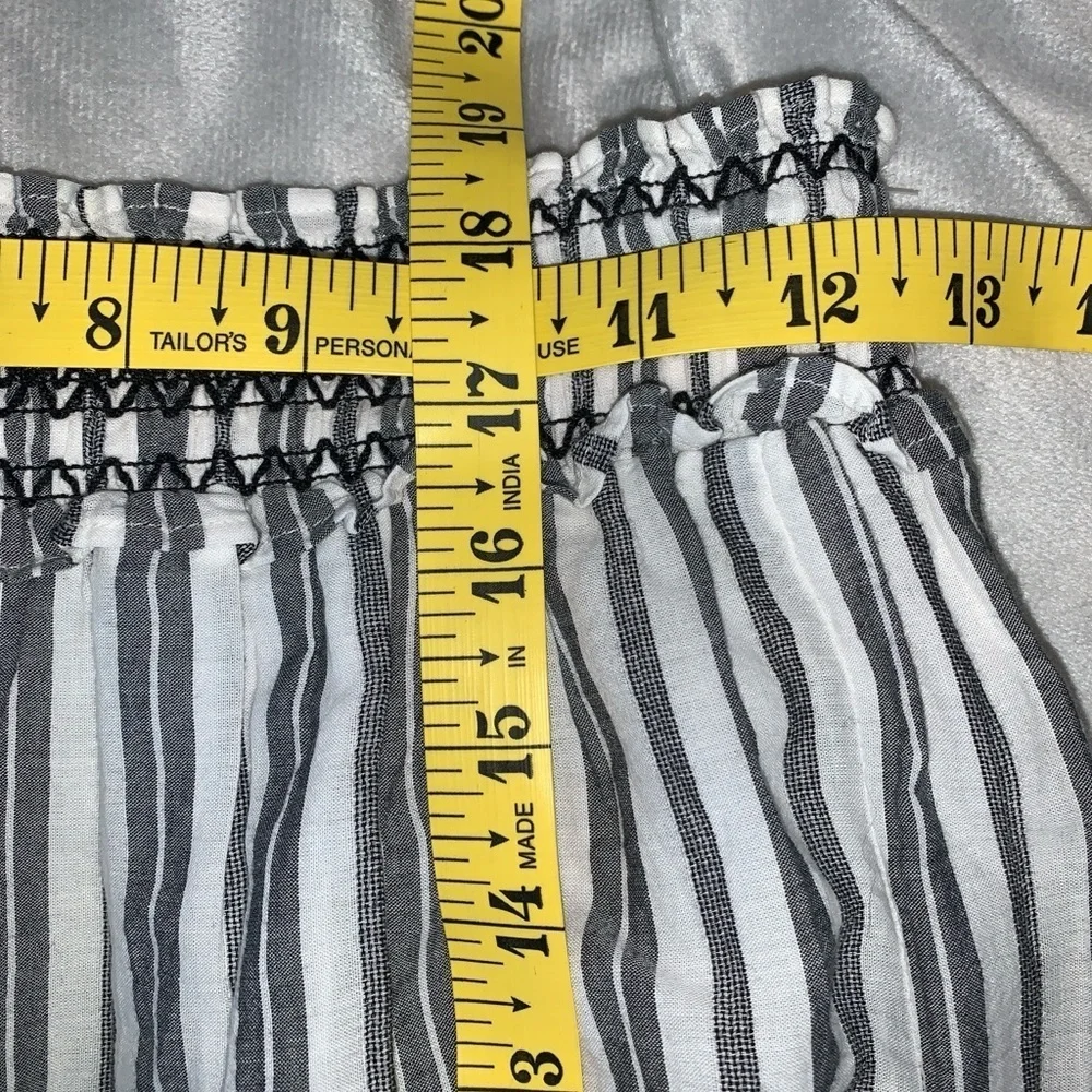 Broom Street Kate Spade black off-white striped mini tiered skirt size XS